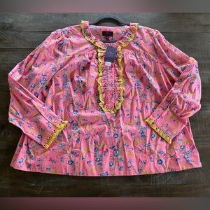 J. Crew Cotton Poplin Ruffle Blouse Liberty Wheat